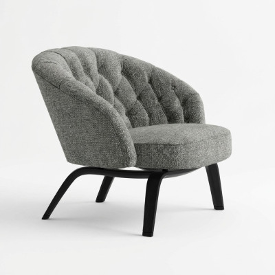 Tapizado elegante de madera maciza con costuras en Chesterfield de carbón.
