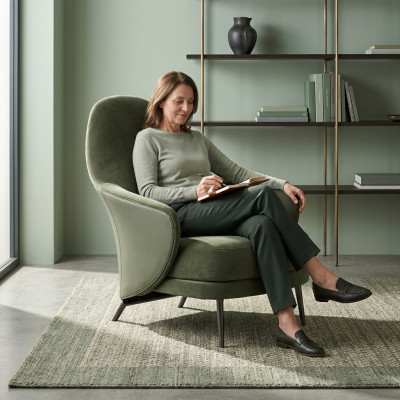 Sillón de lujo, sillón tapizado, chaise longue, sala de estar, comedor, verde.