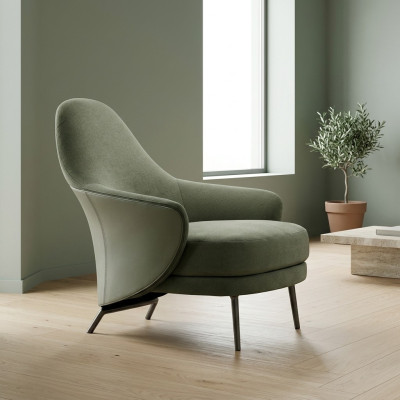 Sillón de lujo, sillón tapizado, chaise longue, sala de estar, comedor, verde.