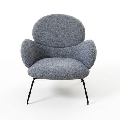 Sillón silla de terciopelo gris para salón comedor habitación de estar.