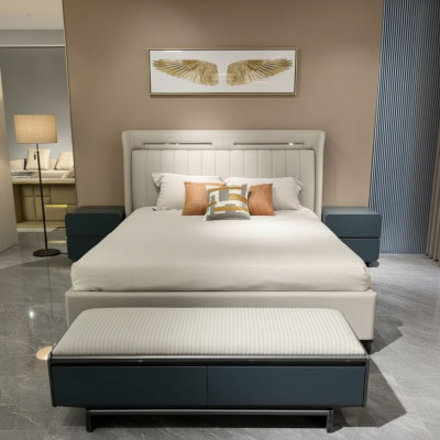 Conjunto de dormitorio Muebles de lujo Cama Mesillas de noche Camas dobles Estructura de cama