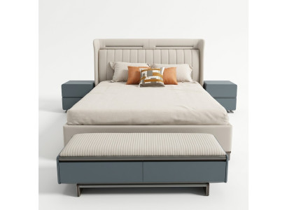 Conjunto de dormitorio Muebles de lujo Cama Mesillas de noche Camas dobles Estructura de cama