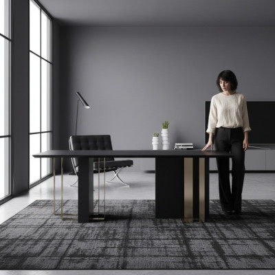 Mesa de comedor de madera negra, mesa de comedor, estilo de mesa de comedor, mesa de comedor de 180x90.