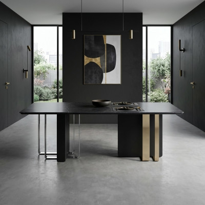 Mesa de comedor de madera negra, mesa de comedor, estilo de mesa de comedor, mesa de comedor de 180x90.