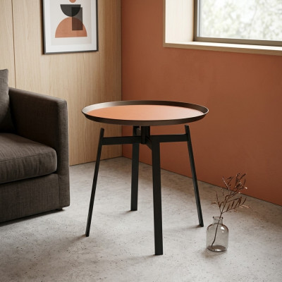 Sala de estar mesa de centro redonda naranja estilo moderno mesas de acero inoxidable mesa.