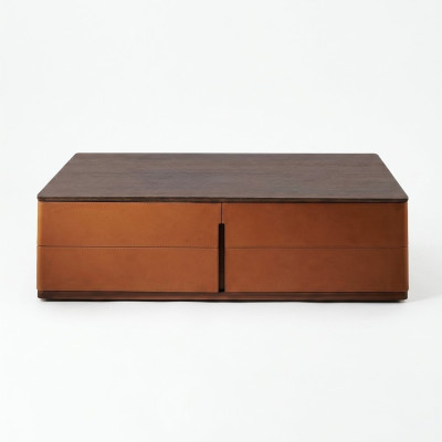 Mesa de centro de la sala de estar naranja Material de lujo de madera Estilo Mesas modernas