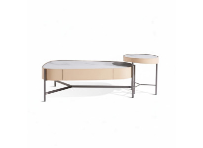 Set de salón 2x mesa de centro mesa de café beige Moderno Lujo Acero inoxidable