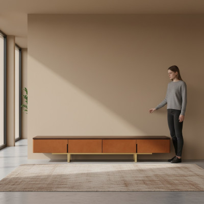 Soporte para TV de color naranja Material de madera Estilo moderno Sala de estar Armarios de 200 cm
