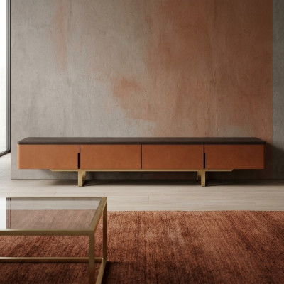 Soporte para TV de color naranja Material de madera Estilo moderno Sala de estar Armarios de 200 cm