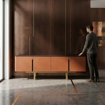 Aparador de madera, mueble bajo de diseño de comedor de lujo moderno soporte de televisión.