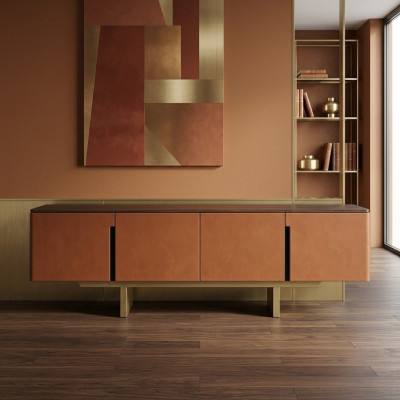 Aparador de madera, mueble bajo de diseño de comedor de lujo moderno soporte de televisión.
