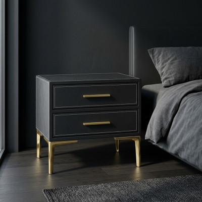 Mesita de noche de lujo negro Dormitorio Nuevo Diseño Muebles Estilo Moderno