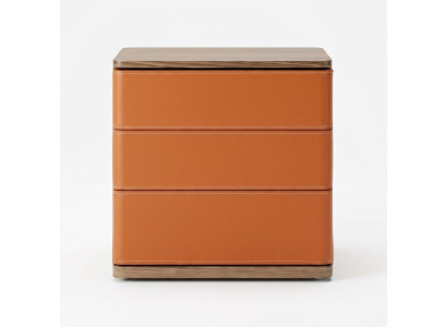Diseño de mesita de noche para dormitorio Nuevo material de madera de lujo naranja.