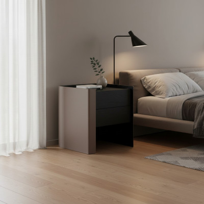 Mesita de noche negra, diseño de consola de noche, dormitorio, muebles de madera nuevos.