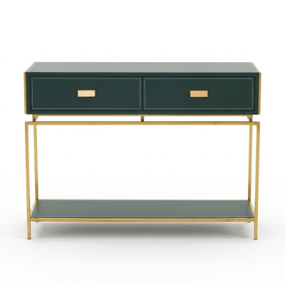 Mesa de consola verde Muebles de salón Madera Muebles de acero inoxidable Lujo Aparador