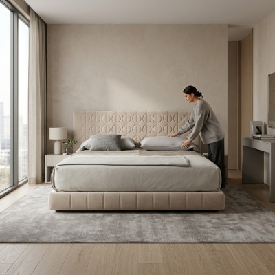 Cama tapizada de diseño de lujo cama doble dormitorio de lujo 180x200