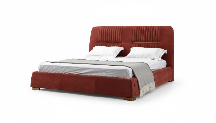 Diseño Cama doble roja Estructuras de cama Camas Camas de madera Textiles Dormitorio Cama