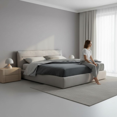 Cama Cama doble elegante en color gris Cama doble para dormitorio Camas