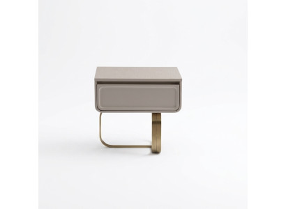 Mesa de noche beige Mesa auxiliar de dormitorio Mesa de acero inoxidable de madera Moderna