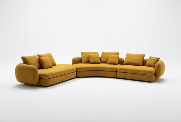 Sala de estar muebles de lujo sofá esquinero en forma de L diseño tapizado textil.