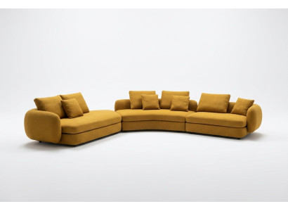 Sala de estar muebles de lujo sofá esquinero en forma de L diseño tapizado textil.