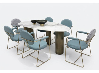Comedor diseñador Mesa de comedor ovalada blanca de lujo Acero inoxidable Mesas Mesa