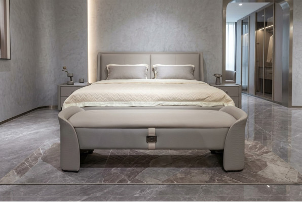 Gris taburete dormitorio Muebles de madera baúl cofres de almacenamiento reposapiés