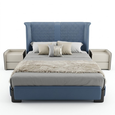 Juego de dormitorio Cama 2x Mesita de noche 3 piezas. Diseño Moderno Grupo de camas de lujo Nuevo