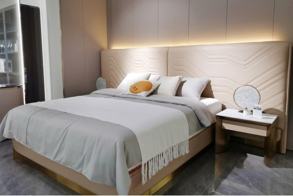 Elegante cama doble lujosa cama de dormitorio elegante cama.
