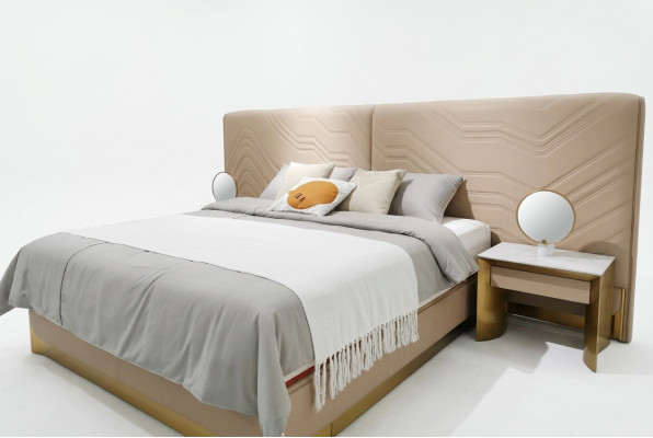 Elegante cama doble lujosa cama de dormitorio elegante cama.