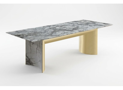 Elegante mesa de comedor de mármol artificial, gran mesa, mesa de comedor nueva, muebles de comedor.