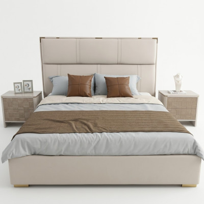 Conjunto de dormitorio Cama 2x Mesita de noche Diseño Moderno Lujo Camas 3 piezas