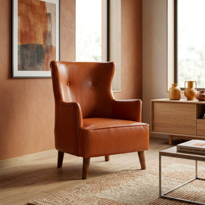 Sillón naranja de una plaza para sala de estar, lujo, cuero sintético, muebles tapizados, nuevo.