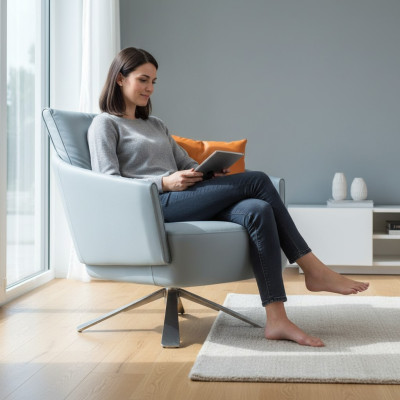 Sillón Muebles tapizados Diseñador Silla giratoria para sala de estar moderno Textil Nuevo