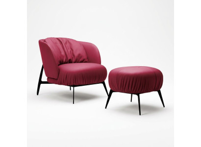 Sillón Taburete Sala de estar Diseño Moderno Conjunto Tapizado Relax de 2 piezas.