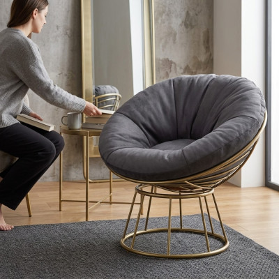 Sillón Asiento Diseño Sala de estar Tapizado Madera Acolchado Moderno Lujo Gris