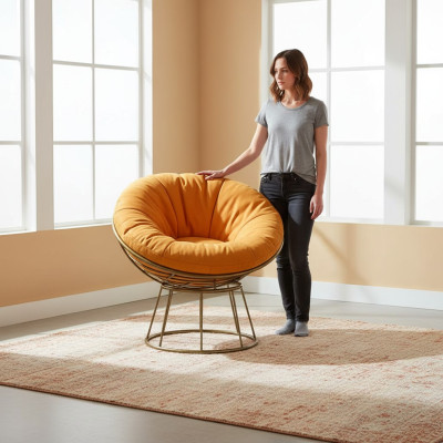 Sillón Club Lounge Diseñador Tapizado Relajante Individual Naranja