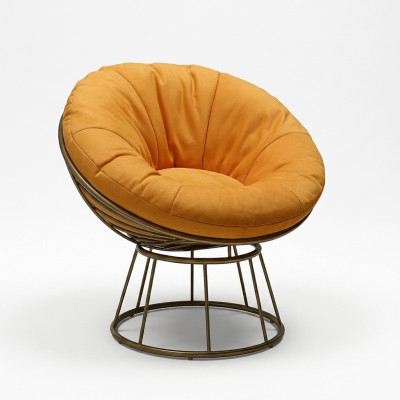 Sillón Club Lounge Diseñador Tapizado Relajante Individual Naranja