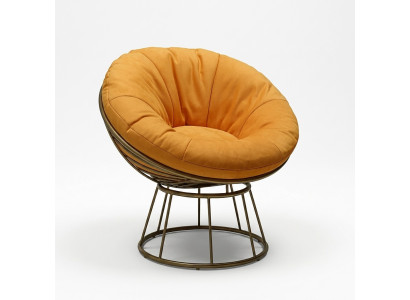 Sillón Club Lounge Diseñador Tapizado Relajante Individual Naranja