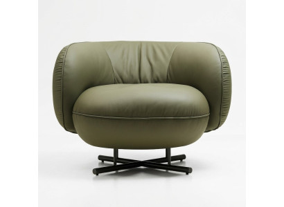 Sillón de una plaza de cuero sintético de lujo, lounge, acolchado, diseño gris.