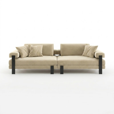 Sofá de diseñador de 2 plazas, sofá moderno en beige, sofás tapizados, sofá de diseño nuevo.