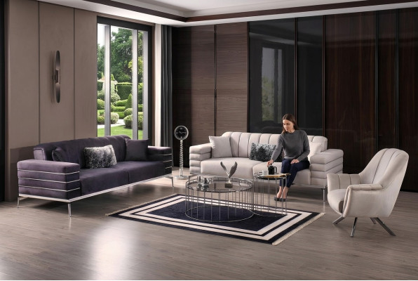 Sofá 3 plazas de lujo Juego de muebles de sala de estar sofá cojín 3 piezas.