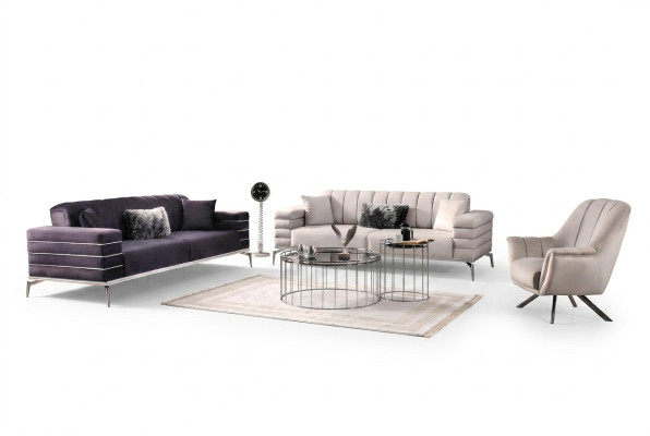 Sofá 3 plazas de lujo Juego de muebles de sala de estar sofá cojín 3 piezas.