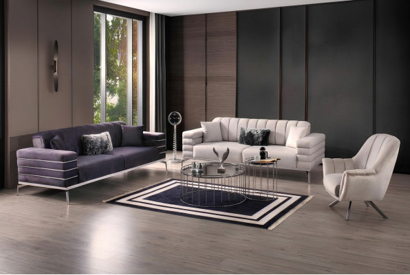 Sofá conjunto 3 3 1 Sofá de diseño Sofás tapizados Grupo moderno Set Nuevo