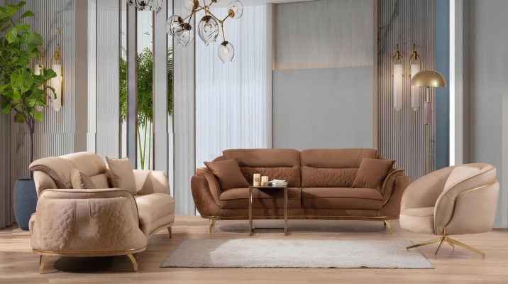 Sofá en estilo italiano Conjunto completo 3+3+1+1 plazas