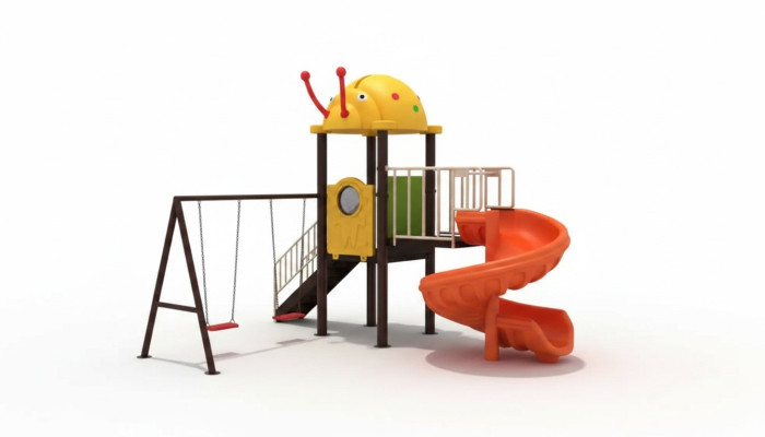 Área de juegos infantiles con toboganes y columpios Entretenimiento para niños