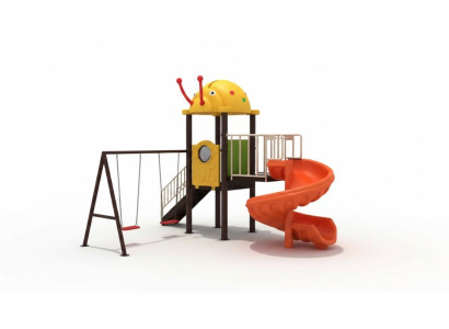 Área de juegos infantiles con toboganes y columpios Entretenimiento para niños