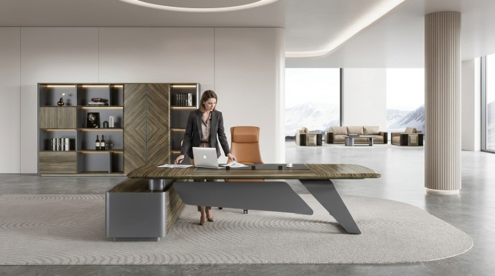 Escritorio de lujo, escritorio de trabajo, escritorio en esquina, mesa, muebles de decoración.