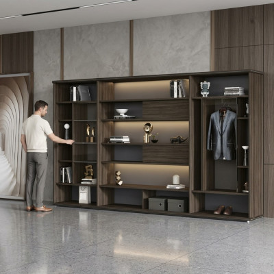 Diseñador armario salón armarios lujo muebles de oficina estantería madera