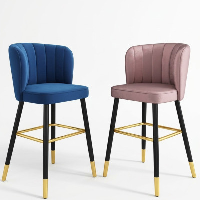 Taburete de bar Silla Diseñador Silla de madera Silla de comedor Taburete Bar Rosa Nuevo